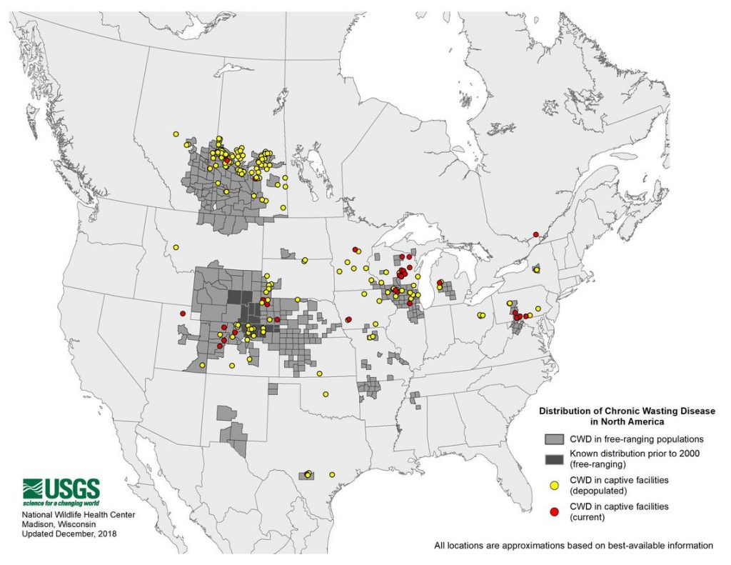 Mapa de la distribución de la caquexia crónica en América del Norte