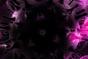 Representación tridimensional de un virus del SIDA como portada del episodio de Coffee Break: Supertelescopios Solares; Marte; Curando el VIH
